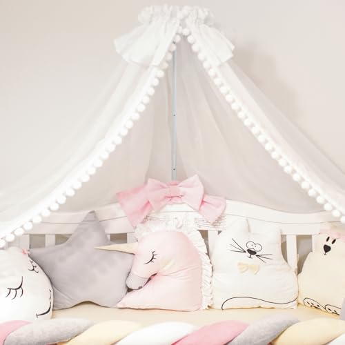 Soporte de mosquitera para cuna Holibanna de acero blanco resistente 6