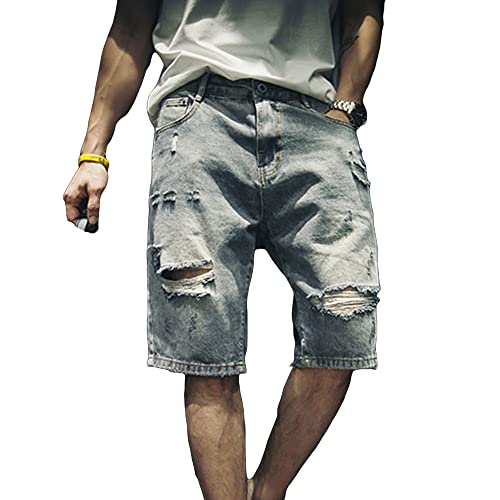 Men's Stretch Classic Fit Short Jeans Regular Relaxed Half Denim Shorts Casual Straight Comfort Jean Shorts