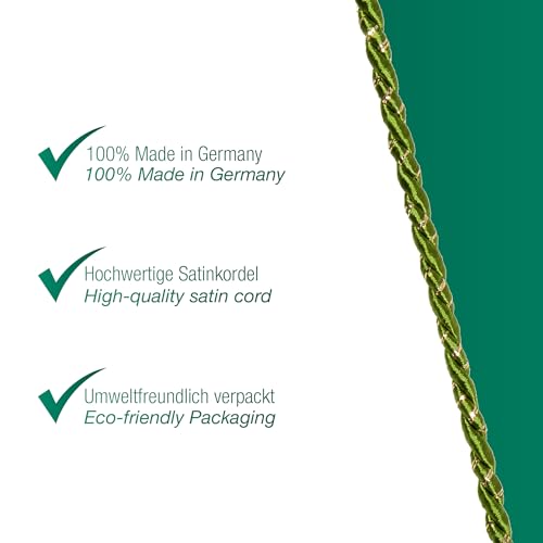 Halbach Seidenbänder Premium Kordel zweifarbig | Breite 4mm Länge 25m | made in Germany & Öko-Tex zertifiziert | glitzernde Satinkordel aus Acetat | Farbe: rot/gold