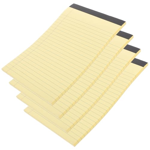 Lot de 4 petits carnets détachables bloc notes papier ligné horizontal jaune cahier écriture lisse