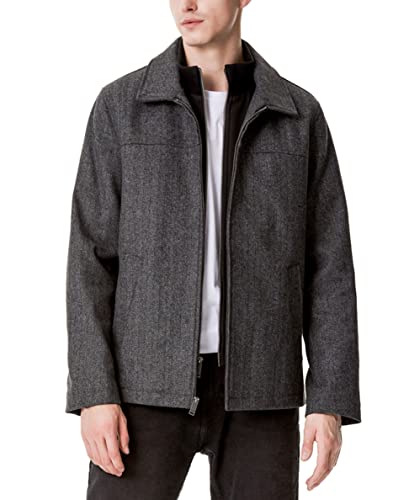 Image of DOCKERS Men's Wool Blend Zip Up Jacket With Quilted Bib