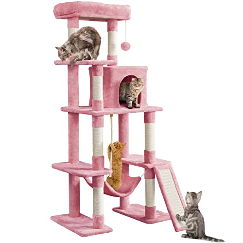 Yaheetech Multilevel Cat Tree Cat Tower for Kittens, Cat Tree with Scratching Posts Cat Condo Top Platform Detachable Ball Cat Hammock for Playing and Climbing
