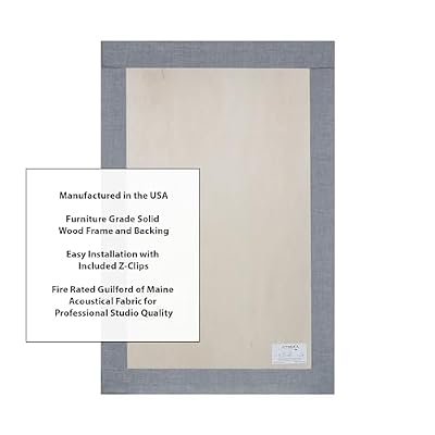 ATS Acoustics Sound Absorbing Acoustic Panel with Sona Fabric, NRC 1.0, Fire Rated, 24 x 36 x 2 (Blue Smoke)