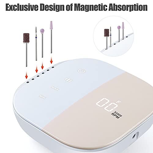 Opibtu Nagelfräser Elektrische 35000 U/min Nagelfeile Maniküre Pediküre Set, intelligente und leichte,Touch-Panel… – Bild 5