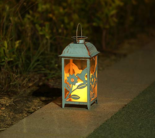 Solar Lantern Outdoor Hummingbird Blue Decor Antique Metal And Glass Construction Mission Solar Garden Lantern Indoor And Outdoor Solar Hanging Lantern Entirely Solar Powered Lantern Low Maintenance #TOP6