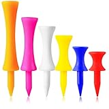 Plastic Golf Castle Tees Step Down Unbreakable Mixed or Same Height Value 100 Count, 2 3/4, 2 1/4, 2, 1 3/4, 1 1/2 Inch Length Colorful Pack for Practice ((1.5,1.75,2,2.25,2.75) in Mixed Color)