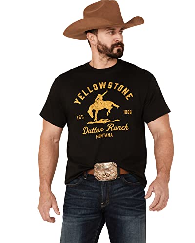 Yellowstone Bucking Bronco Horse Dutton Ranch Montana TV Show Black T Shirt 66-3