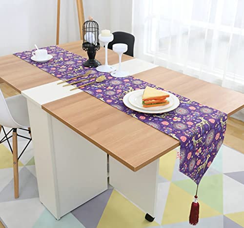 Chemin de table en coton violet pour repas convivial d'automne