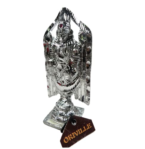 ORIVILLE Balaji Idol German Silver Idol of Lord Balaji/Lord Venkateswara/Incarnation of Lord Vishnu Sculpture for Blessing, Health and Wealth (5 Inch) - Image 3 thumbnail