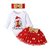 Weihnachts Pyjama Kinder Geschwister Set Mädchen Baby Langarm Weihnachten Brief gedruckt Strampler Bodysuit Punktdrucke Tüll Röcke Stirnbänder Outfits Neugeborenen Jungen kostüm Weihnachten kinde