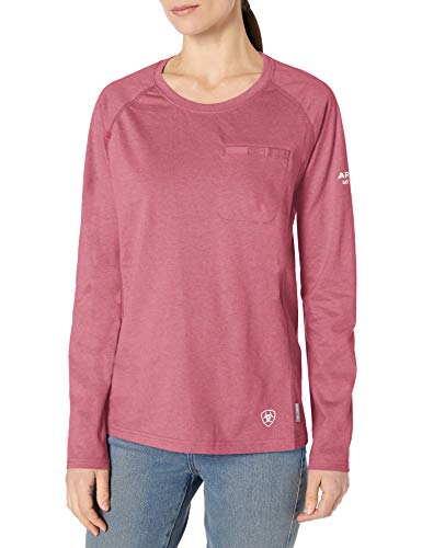 Ariat Women's Flame Resistant Fitted Air Crew Long SleeveWork Utility Tee Shirt, rose violet, MED R