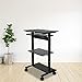Stand Up Desk Store Mobile Rolling Adjustable Height Standing Workstation with Printer Shelf and Slideout Keyboard Tray (Black Frame/Black Top, 30