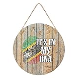 It's in My DNA Saint Kitts And Nevis Flagge Fingerabdruck Holz Türschild Saint Kitts And Nevis Wood Hanger Plaques, Patriotische Landflagge Holzschild für Veranda, Einweihungsgeschenke, 20 x 20 cm