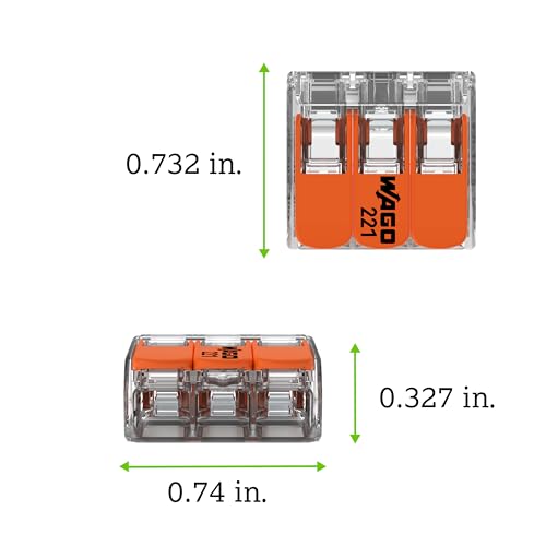 WAGO 221-413 LEVER-NUTS® - 3-Conductor Compact Splicing Connectors (Pack of 50)