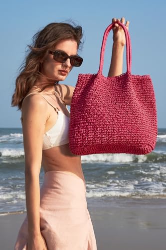Beach Bags for Women - Summer Straw Bag Cute Woven Tote Purse for Vacation Travel