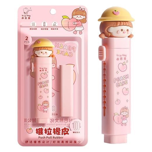 Image of Kawaii Pencil Pouch 3 Compartment Cute Pencil Poucha,Large Capacity for Cute Pencil Cases Erasers Free for Pencil Pouch Pencil for Kids (Erasers+Pink)