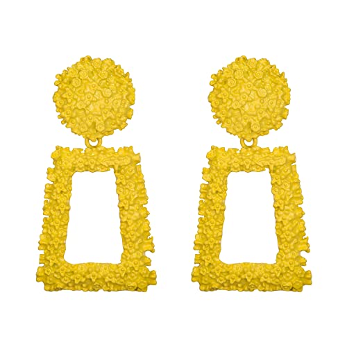 EVER FAITH Pendientes Mujer Metal Geométricos Rectangulares Grandes para Regalo Amarillo