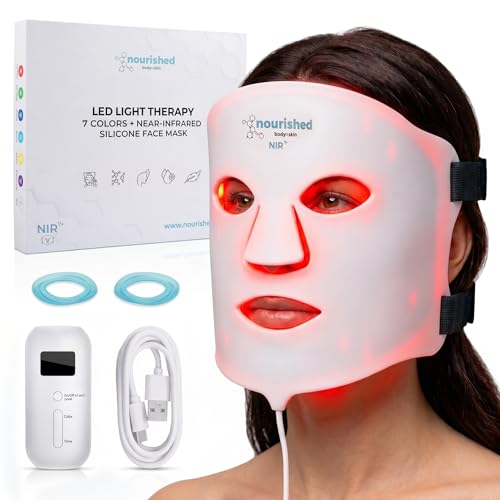 Nourished Bodynskin 7 Colors LED Face Mask with Near-Infrared - Blue, Red Light Therapy for Face...