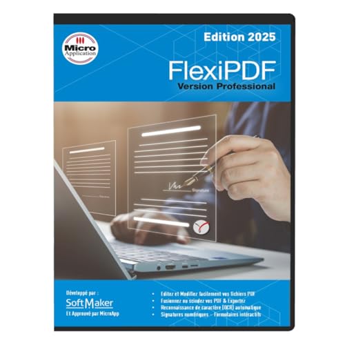 Micro Application - FlexiPDF Professional 2025 - Éditeur PDF Complet - Licence Perpétuelle 3 PC - Version DVD - Édition, Conversion Word, OCR, Fusion et...
