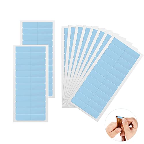 Hair Extension Adhesive Tapes, 120 Pcs Double Sided Tapes, Durable & Waterproof, for Hair Extensions, Wigs, and Hairpieces - Blue