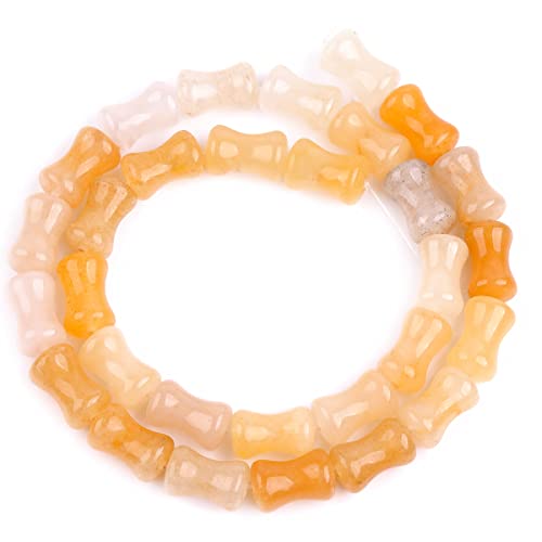 GEM-Inside 30Pcs 8x12mm Natural Yellow Aventurine Jade Plant Bamboo Knot Bone Charms Beads for Jewelry Making Power Energy Chakra Stone Beads