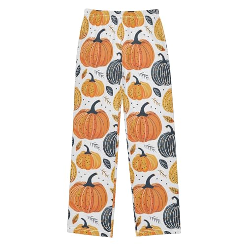 Pajama Pants Pumpkins Leaves PJ Bottoms Sleepwear Lounge Sleep Pant with Pockets