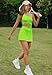 LAMISSCHE Womens Tennis Dress Built With Bra And Shorts Workout One Shoulder Mini Dress Athletic Cut Out Golf Dress(Grass Green,M)