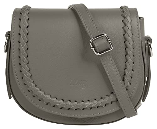 Cluty Umhängetasche echt Leder Damen | Made in Italy, Geflochtene Ledertasche, Crossbody Bag, Handtasche klein, Abendtasche für Smartphone, Umhängetasche mit Klappe | 021316
