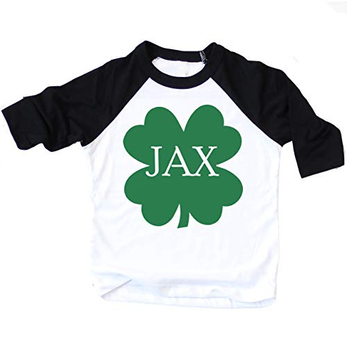 Personalized St Patricks Day Shirt For Toddler Boy Handmade Black Raglan