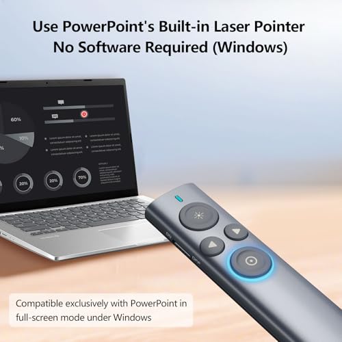 norwii presentation clicker with digital pointer for tv led lcd screen presentation remote slide clicker wireless presenter with highlight magnify mouse left click - n95s pro 32gred light