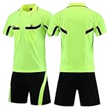 Fußball-Schiedsrichter Uniformen Teenage Mens, Fußball-Schiedsrichter Trikot Set Schiedsrichter Kleidung Uniform Shirt Shorts (Grün, 3XL)