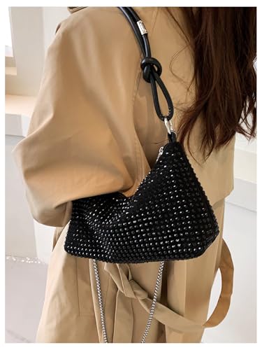 SweatyRocks Women's Rhinestone Shoulder Bag Top Handle Chain Strap Evening Clutch Purses For Party Wedding Engagement2