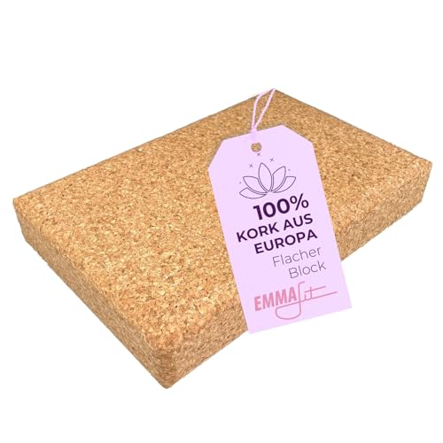 EMMAfit Kork Yoga Block flach I 305 x 205 x 50mm I hochwertige...