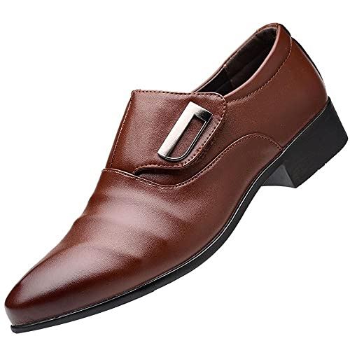 Hbeylia Dressy Oxford For Men Fashion Casual Simple Style Casual Shoes Leather Pointed Toe Ankle Booties Slip On Buckle Style Formal Business Office Winter Fall Wingtip Shoes For Wedding Work