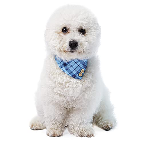 Choieo Bow Tie Dog Collar And Leash Set W. Adjustable Dog Bandana, Cute Collar W. Removable Bowtie & Silver Bell, Classic Plaid Pattern, Fit For Small Dogs, Puppies And Cats (Blue) #TOP5