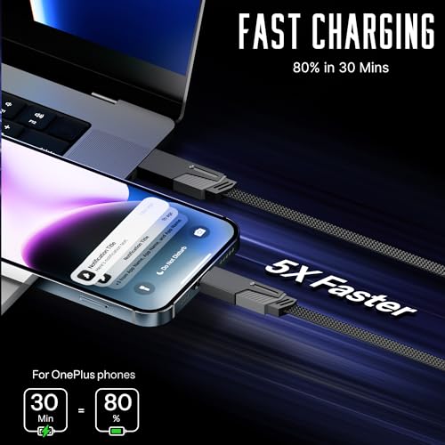 Image of Basesailor 120W 4 in 1 Multi Function Braided Fast Charging Cable with Lightning to USB-C,Type C-C,Ligthning to USB,Military Grade Durability,Compatible for iPhone,Samsung,Oneplus Series & More (Grey)