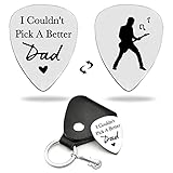 LRUIOMVE Gifts for Dad Funny Stainless Steel Guitar Picks with Cowhide Leather Case - I Couldn't Pic
