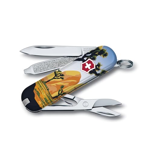 Image of Victorinox Classic SD Swiss Army Knife, Joshua Tree National Park | 7-Function Swiss Mini Knife, Small Blade, Nail File, Screwdriver, Key Ring, Swiss Made, Compact EDC for Keys and Bags