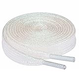 Olukssck 2 Paar Glitzer Schnürsenkel für Sportschuhe und Sneaker, Farbige Flache Schuhbänder 10mm breit, Weiß, 120cm