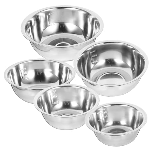 KAILIKETIY 5個 ステンレス鋼ミキシングボウル点 大容量多用途 混ぜる サラダ 調理用 食品準備に 清掃簡単 キッチン用調理器具