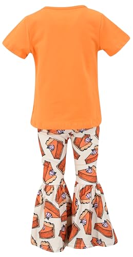 Image of Unique Baby 2 Piece Girls Bell Bottom Leggings Outfit with Short Sleeved Shirt Kid and Toddler Clothes Set