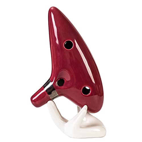 Mulucky Ocarina 12 Tones Alto C with Song Book Display Stand Neck Cord - Red Brown - Image 2