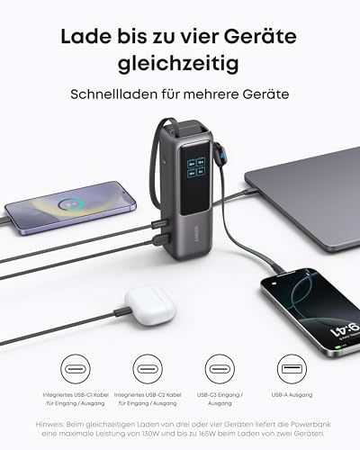Anker Zolo Power Bank 25000mAh mit 165W und USB-C Anschluss