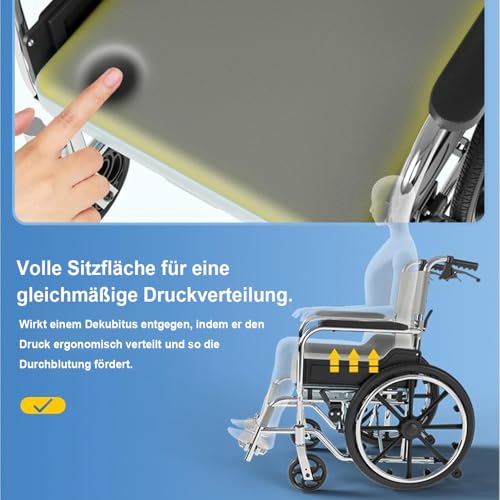 Toilettenrollstuhl Fahrbar, 17 Zoll Breiter Badezimmerrollstuhl aus Aluminiumlegierung für Die Innendusch Klappbare Fußstütze und Armlehnen, Mit Abnehmbarer Schüssel Duschrollstuhl mit Bremse Erwachse