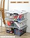 NUMIFUN Plastic Storage Bins with Lids 6 Pack Storage Organizer, 7 Quart Stackable Storage Bins with Buckle-Up Latches and Handle Storage totes easy for Home Office Pantry Organization, Clear Lids