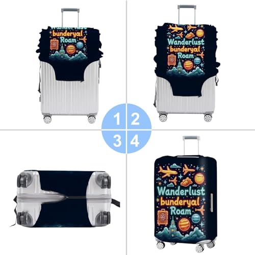 Image of World Map Luggage Cover - Stylish and Durable Travel Suitcase Protector for Wanderlust Enthusiasts and Globe-Trotters, Fits 28 inch-30 inch Suitcase,L