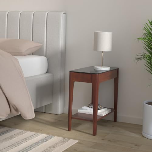 Image of Leick Home Obsidian End Table, 24 inch, Chestnut