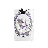 Tarity Bicycle With Lavender Fowers Laundry Hamper 52L Large Laundry Baskets Oxford Collapsible Dirty Clothes Tote Storage Bag with Handles Foldable Washing Basket Bin for Bedroom Bathroom Closet