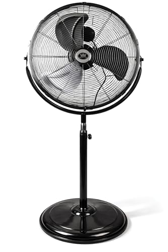 Prem-i-air 20" Industrial High Velocity Floor Fan – 3 Speed Stand Fan with 360° Adjustable Head, Powerful Cooling & Heavy Duty Base for Home, Office, Gym or Garage