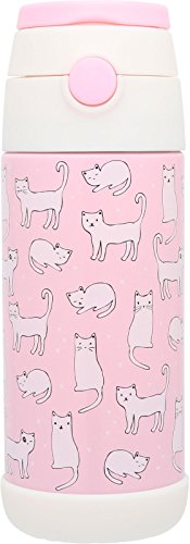 Snug Flask for Kids - Vacuum Insulated Water Bottle with Straw (Cats)